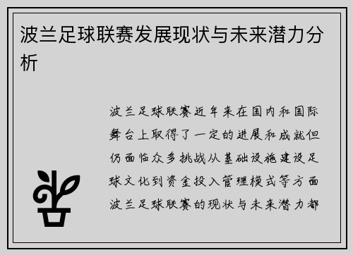 波兰足球联赛发展现状与未来潜力分析